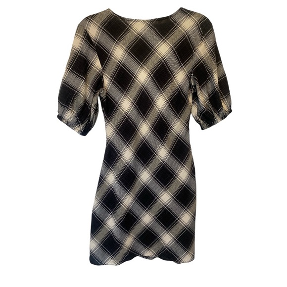 ASOS Petite Mini Tea Dress in Black Check - Picture 2 of 14